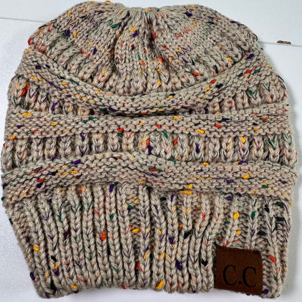CC‎ Confetti Messy Bun Ponytail Beanie Adult